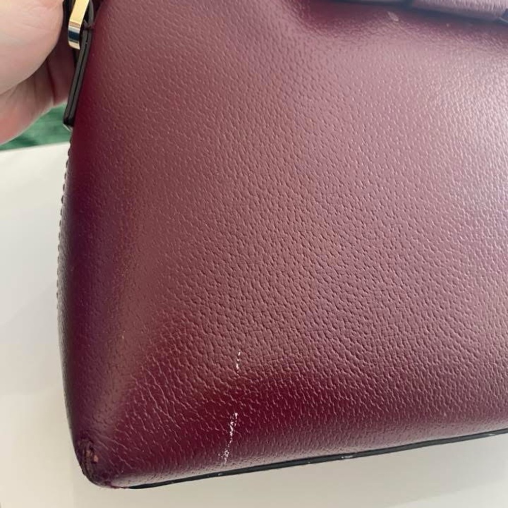 Kate Spade Burgundy Satchel with Structured Design and Bow - Picture 5 of 6